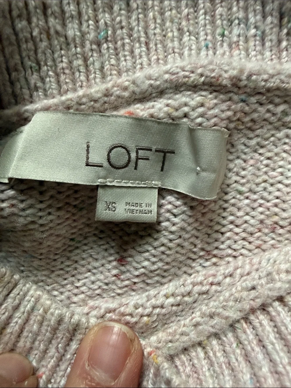 LOFT Light Pink Flecked Crewneck Sweater